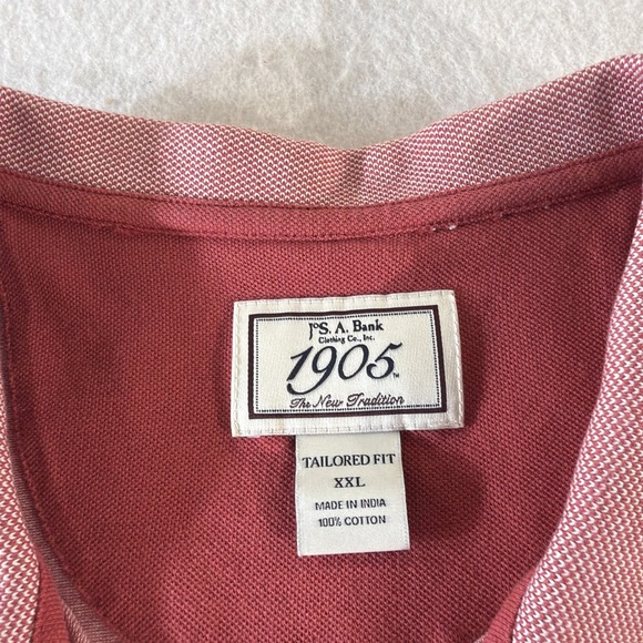 J.S.A. Bank 1905 Polo Shirt XXL Red Tailored Fit 100% Cotton Short Sleeve - Picture 2 of 7